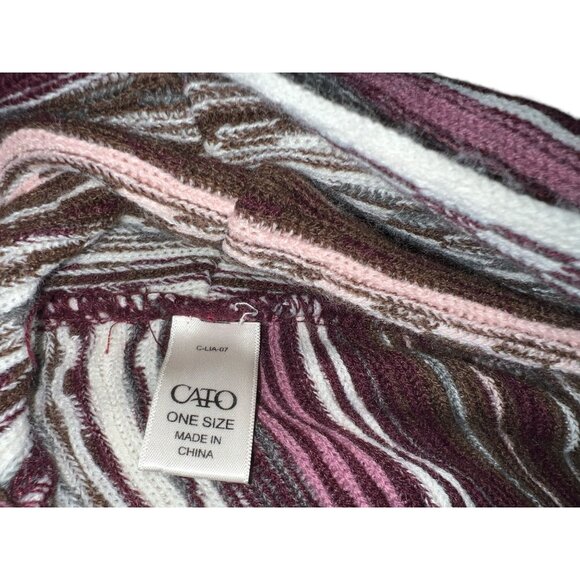 Cato Womens Multicolor Striped Knit Poncho One Size - Picture 5 of 8